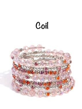 Pink Coil Wrap Bracelet with Sparkling Crystals